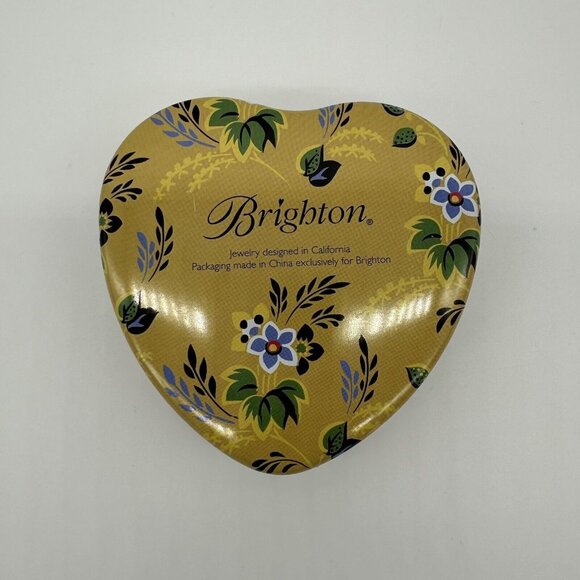 Brighton Heart Shaped Empty Tin Blue Rose Butterfly Flowers Trinket Box Keepsake - Picture 3 of 11